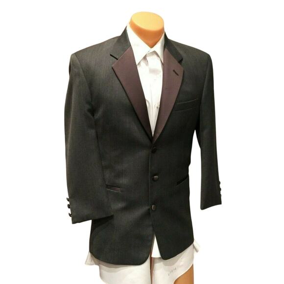 Chaps Ralph Lauren 40L GRAY Tuxedo Jacket MISSING BUTTONS Wedding Prom Costume - Picture 1 of 5